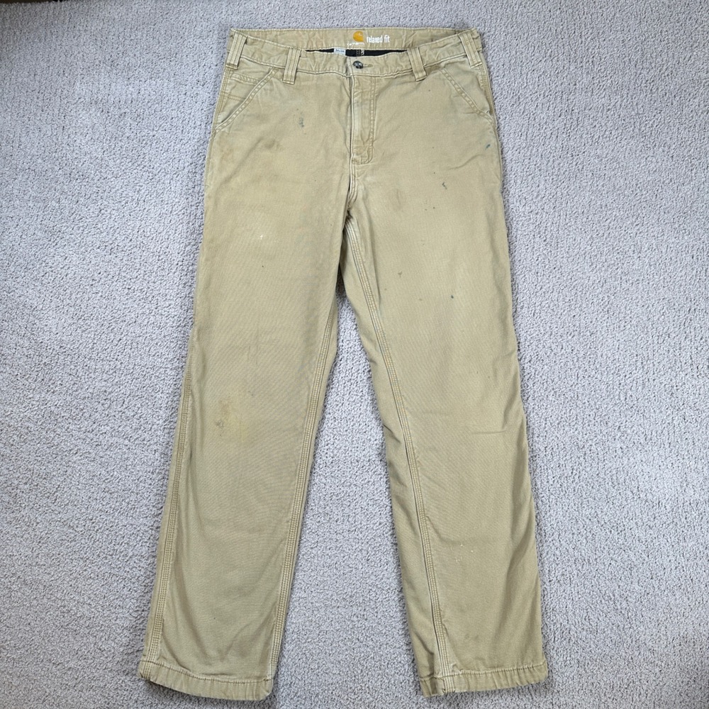 Carhartt 34x32 Relaxed Fit Canvas Work Pants Tan Khaki Utility Cargo 103342-253